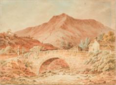 PAUL SANDBY MUNN (1773-1845) British Pont Cerist, Near Dinas Mawddwy Watercolour,