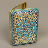 A cloisonne decorated silver cigarette case Of typical hinged rectangular form,