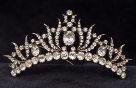 An early Victorian paste set tiara centrepiece Of pierced scrolling form,