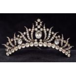 An early Victorian paste set tiara centrepiece Of pierced scrolling form,