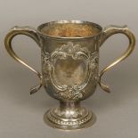 A Georgian III silver twin handled trophy cup, hallmarks indistinct,