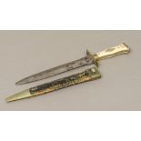 A 19th century (Arkansas toothpick) dagger Of typical form, with bone handle,