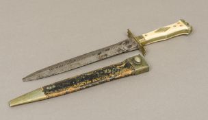 A 19th century (Arkansas toothpick) dagger Of typical form, with bone handle,