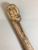 A 19th century Folk Art carved wood walking cane,