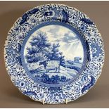 An early 19th century Durham Ox Series blue and white transfer decorated plate Centrally decorated