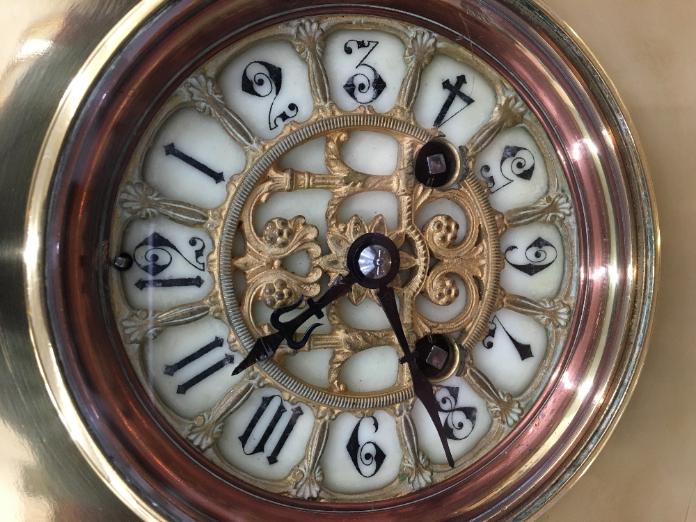 A 19th century French brass cased mantle clock by A D Mougin The ivory coloured sectional dial with - Image 3 of 11