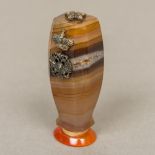 A diamond set agate and carnelian seal The handle set with a Russian double eagle beneath a crown,