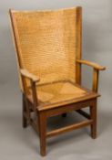 A late 19th/early 20th century oak framed Orkney chair Of typical form,