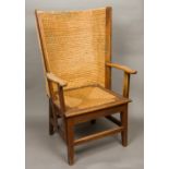 A late 19th/early 20th century oak framed Orkney chair Of typical form,