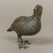 A late 19th/early 20th century Austrian cold painted bronze model of a grouse Naturalistically