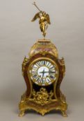 A large boulle bracket clock The domed top surmounted with a gilt bronze trumpeting angel,