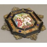 A 19th century Capo di Monte porcelain plaque Decorated in relief with a biblical scene depicting