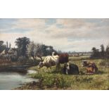 ENGLISH SHCOOL (19th century) Cattle in a Rural Landscape Oil on canvas,
