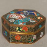 A late 19th/early 20th century Chinese cloisonne box Of hexagonal form,