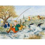 Attributed to NORMAN THELWELL (1923-2004) British (AR) Upsetting the Locals Watercolour,