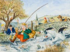 Attributed to NORMAN THELWELL (1923-2004) British (AR) Upsetting the Locals Watercolour,