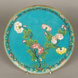 A late 19th century Chinese cloisonne tray Of dished form, decorated with floral sprays. 25.