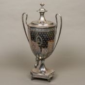 A large 19th century Sheffield plate samovar Of octagonal form, with twin slender loop handles,