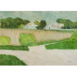 CONTINENTAL SCHOOL (20th century) White Wash Buildings in Landscape Watercolour and bodycolour,