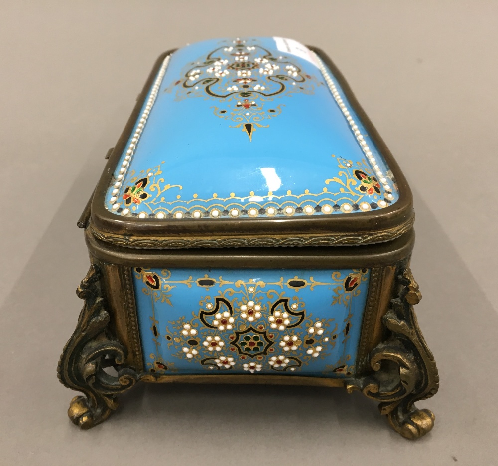 A 19th century French enamel decorated casket Of domed hinged form, - Image 3 of 8