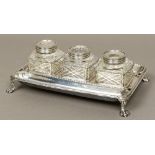 A fine 18th century silver inkstand, hallmarked London 1767,