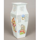 A Chinese Republic porcelain vase Of square section,