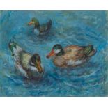 PEGGY GEDYE (20th century) British Ducks Oil on canvas, signed with initials,