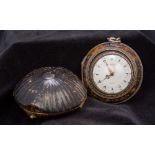 A George III triple cased pocket watch The silver cased movement with white enamel dial inscribed