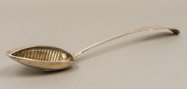 An early 19th century Irish silver skimming spoon, hallmarked Dublin 1801,