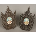 A pair of 19th century finely painted Indian miniatures on ivory Probably depicting a Maharaja and