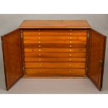 A Victorian mahogany collectors cabinet The moulded rectangular top above the twin panelled doors