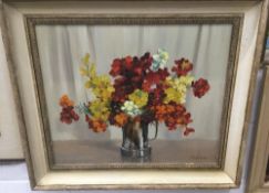 WILL LONGSTAFF (1979-1953) British (AR) Still Life of Flowers in a Silver Plated Tankard Oil on