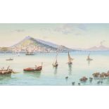 MONTULLO (19th century) Italian Neapolitan Coastal Views Gouache, signed, framed and glazed. 38.
