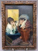 POMPEO MASSANI (1850-1920) Italian Sharing a Light Oil on panel, signed framed. 13 x 19 cm.