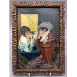 POMPEO MASSANI (1850-1920) Italian Sharing a Light Oil on panel, signed framed. 13 x 19 cm.