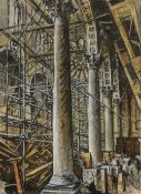 HERMIONE HAMMOND (1910-2005) British (AR) The Scaffold Watercolour and bodycolour with pastel,