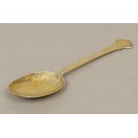 A Charles II silver gilt trefid spoon, hallmarked York 1679,