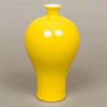 A Chinese yellow ground porcelain vase Of inverted baluster form,