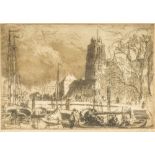 ANTHONY RAINE BARKER (1880-1963) British (AR) Dortrecht; and Barges at Haarlem Etchings,
