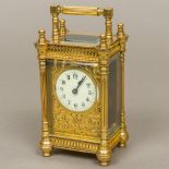 A 19th century French lacquered brass cased carriage clock by Richard & Co.