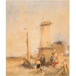 ALFRED GOMERSAL VICKERS (1810-1837) British Dutch Fisherfolk on the Shore Near a