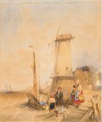 ALFRED GOMERSAL VICKERS (1810-1837) British Dutch Fisherfolk on the Shore Near a