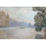 LEON LHERMITTE (1844-1925) French Figures Boating on a Moonlit Lake Pastels, signed,