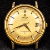 An 18 ct gold Omega Constellation gentleman's wristwatch The champagne dial with batons and date