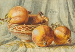 ENGLISH SCHOOL (19th century) Still Life of Pomegranates Watercolour,