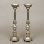 A pair of late 19th/early 20th century silver plated pricket sticks Of typical form,