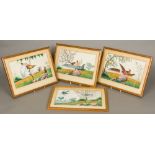Four 19th century Chinese rice paper paintings Each depicting various birds in naturalistic