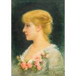 After EMILE EISMAN-SEMENOWSKY (1857-1911) Polish Profile Portrait of a Young Lady Oil on panel,