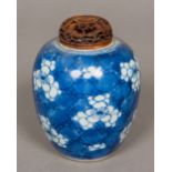 A Chinese blue and white porcelain ginger jar and cover,