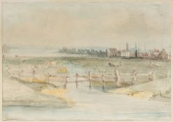 EDWARD DUNCAN (1803-1882) British Port Slade, Near Brighton Watercolour, signed to verso,